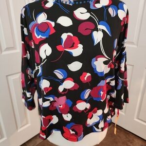 Ruby Rd. Floral Women's Blouse - Black, Red, Blue